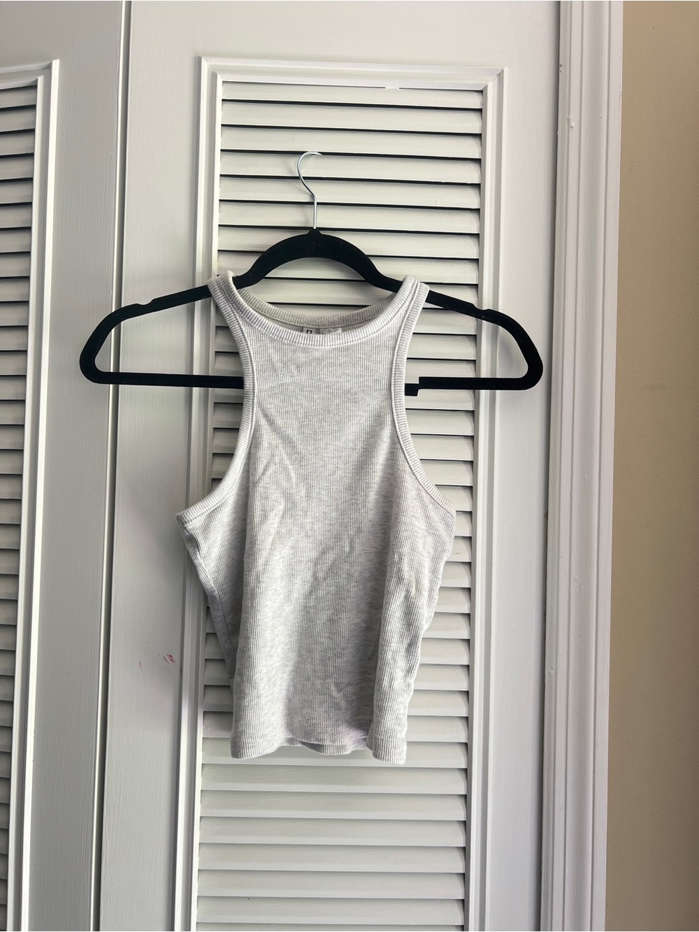 Light Grey Ribbed Racerback Tank Top